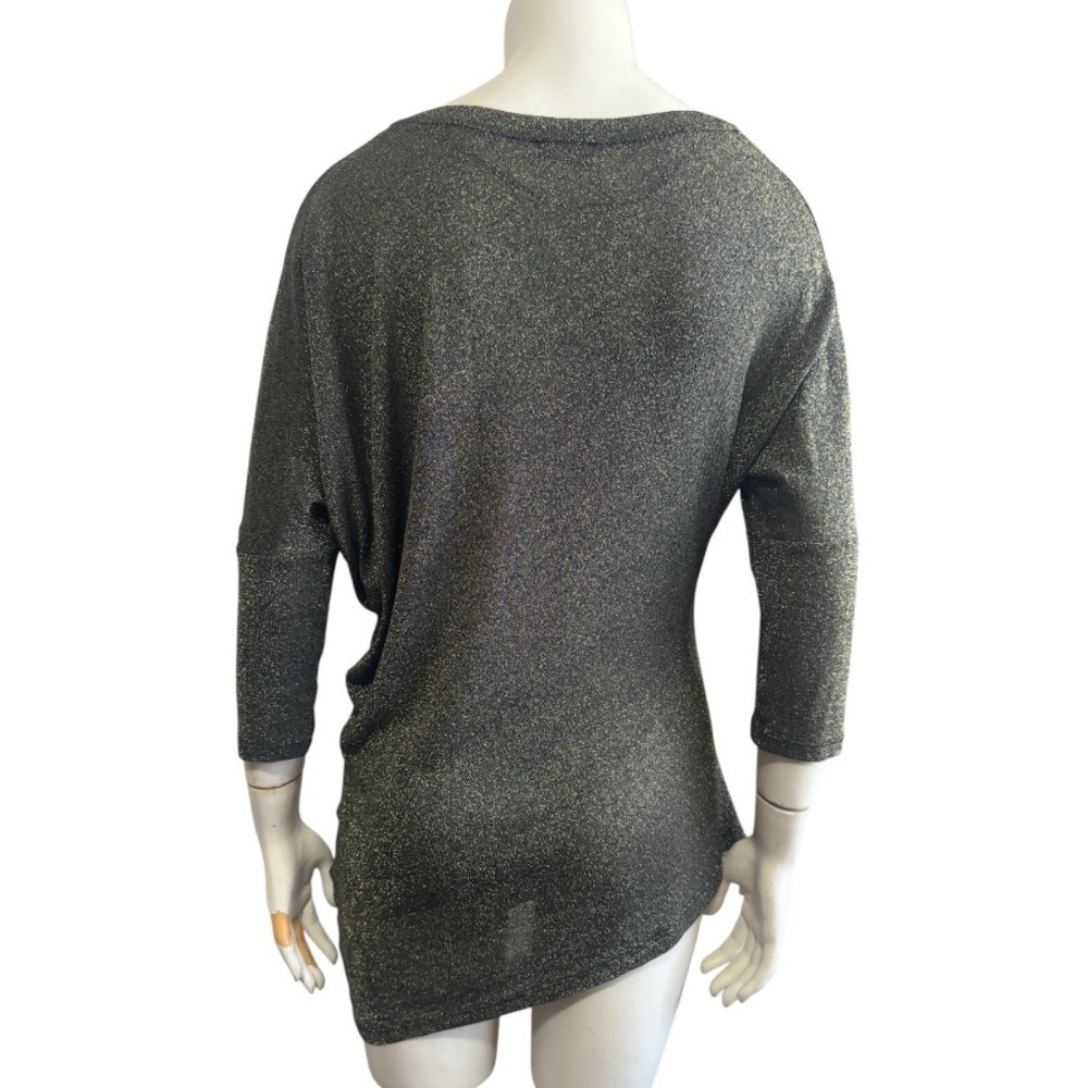 Oltre Asymmetrical Tunic Top Dark Metallic Gold Womens 8 Italian Evening Sparkle - Picture 3 of 11